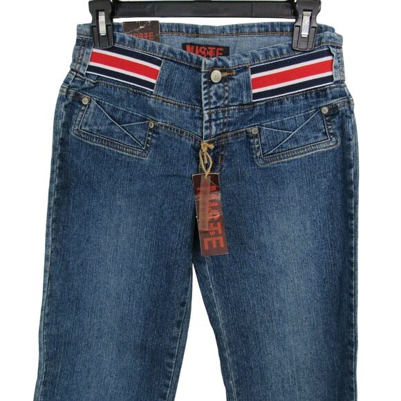 Miste Stretch Jeans Flare Cut Medium Wash Size 7 Women’s with Belt NWT - Picture 3 of 8